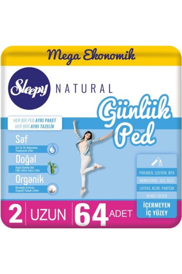 Sleepy Günlük Ped Süper Uzun 64'lü (3 pk)